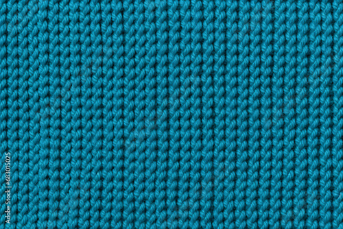 Cyan textured surface of knitted fabric