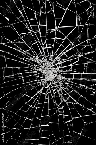 Black and white Shattered Laminated Glass Texture - Thriller, action, suspense, mystery concept - grain texture and dust scratches