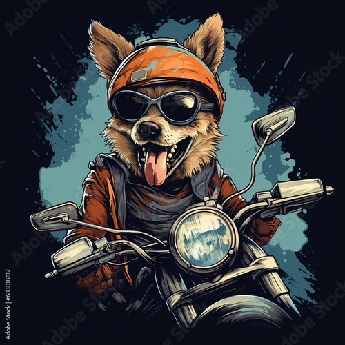 Obraz na płótnie Dog driving a motorcycle in the summer w salonie
