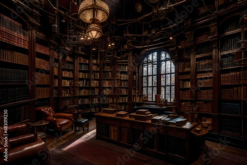 A steampunk-inspired bookstore,