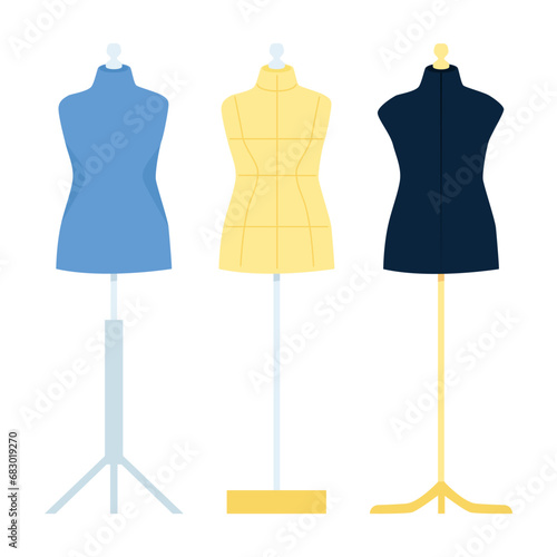 Set of different sewing mannequins