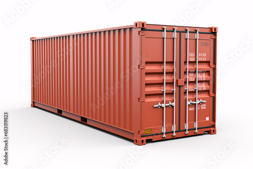 A 3d rendered image of an isolated cargo container being filled on a white background.