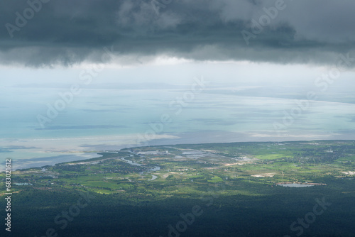 Panoramic view of the Gulf of Siam from the Bokor National Park, Cambodia 