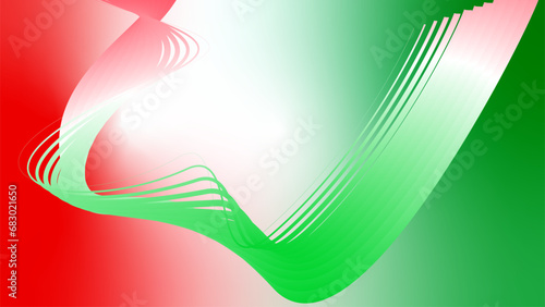 red white green flag colour gradient background abstract wavy tech lines  photo