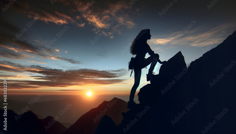 Drei Bergsteiger als Silhouetten auf einem Gipfel bei Sonnenuntergang, symbolisieren Teamarbeit und Erfolg Drei Bergsteiger als Silhouetten auf einem Gipfel bei Sonnenuntergang, symbolisieren Teamarbeit und Erfolg