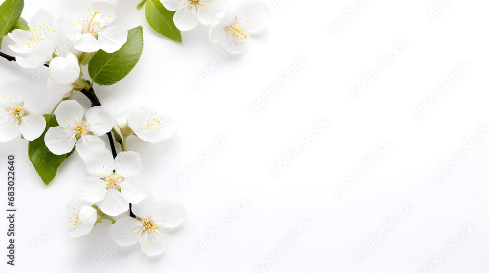 Obraz premium White Cherry Blossom Branch on Clean Background