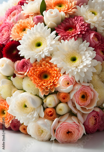 Tablet background view of fresh rose chrysanthemum daisy jasmine gerbera carnation poppy tulip and lotus flowers