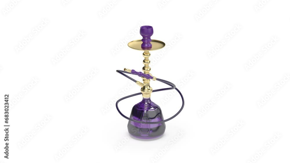 Purple-gold hookah on white background Purple-gold hookah on white background