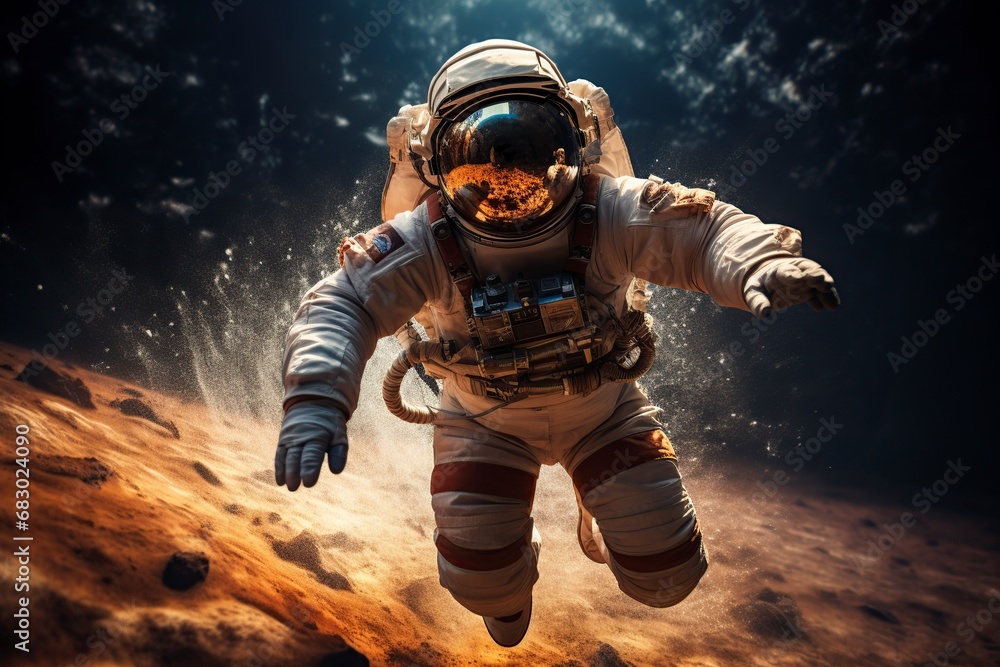 Fototapeta premium cosmonaut floating in space
