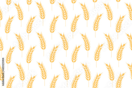 Seamless wheat ears. Collection of golden ripe wheat ears. Agricultural symbol, flour production. Wallpaper, print, textile design, packaging, paper.