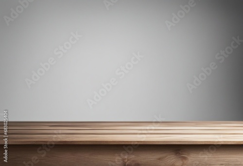Empty wood table top on white wall background For product display High quality photo