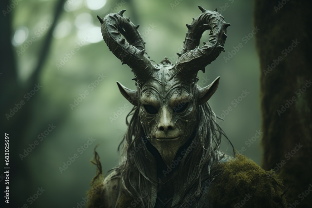 strange and mysterious creatures with green face and horns strange and mysterious creatures with green face and horns