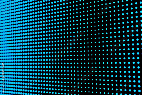Grid of blue glowing and dotted background on black background. Illustration as website template backgrounds and slide show presentation wallpapers