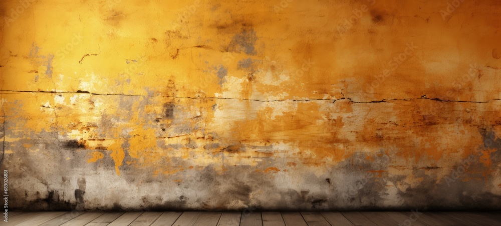 Desolate Vintage Room with Peeling Yellow Walls