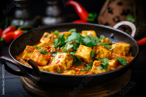Delicious Paneer Dish in a black bowl