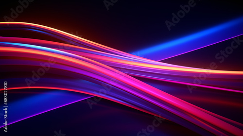 3D Rendered Neon Glow Abstract Backgrounds: Magenta Tones, Dynamic Ribbons, Virtual Clouds & Glowing Geometric Shapes in Dark Settings for Futuristic, Energy-Themed Wallpapers - generativ ai