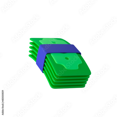 3D money stack - Finance and Banking icon, blue and green color soft render