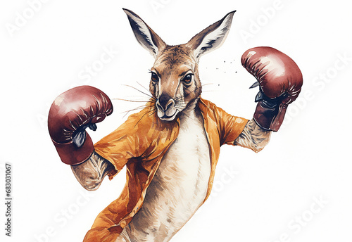 canguru engraçado usando luvas de boxe, animal pronto para luta 