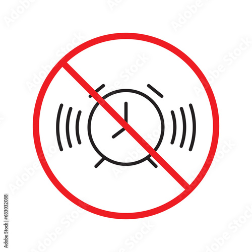 Forbidden clock vector icon. Warning, caution, attention, restriction, label, ban, danger. No alarm clock flat sign design pictogram symbol. No clock icon