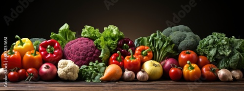 vegetables on dark background. Healthy lifestyle. organic raw food. copy space. plant based food consumption. environmentally responsible food choice. banner