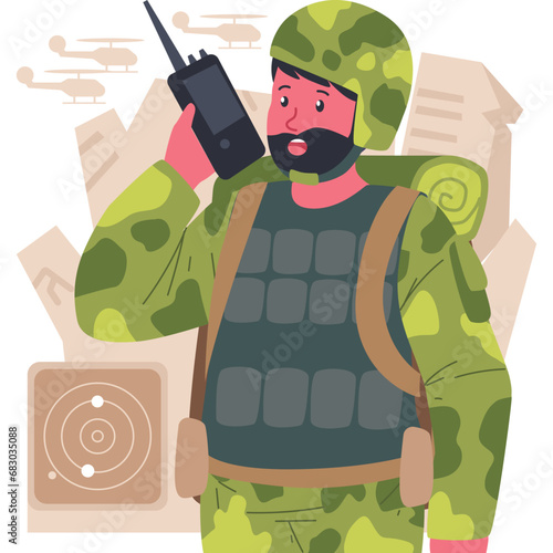 A soldier vector character illustration embodies the strength and discipline of a military professional, often depicted in uniform with weaponry and a resolute demeanor, symbolizing dedication to duty