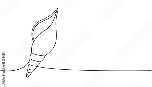 Underwater shell one line continuous drawing. Tropical underwater shell continuous one line illustration. Vector minimalist linear illustration.