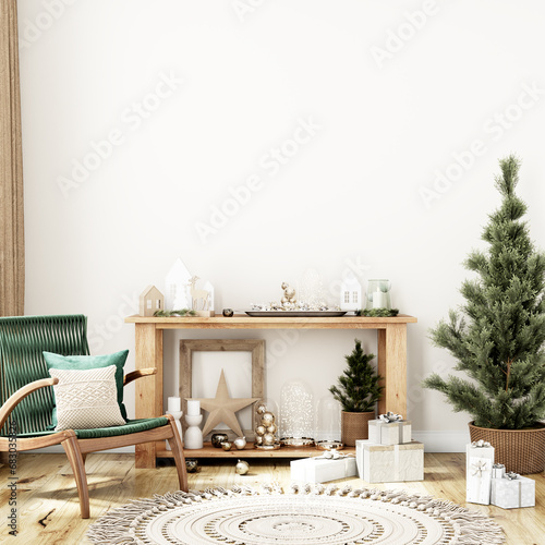 Fototapeta Naklejka Na Ścianę i Meble -  Interior background in living room Christmas 