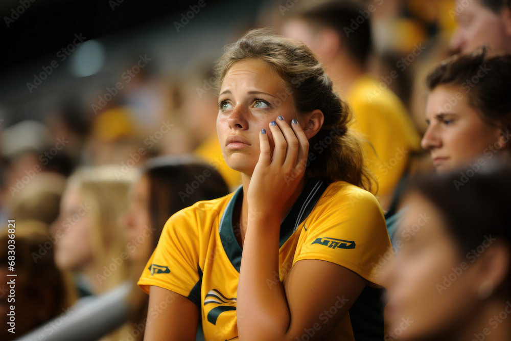 Obraz premium Upset female fan at stadium