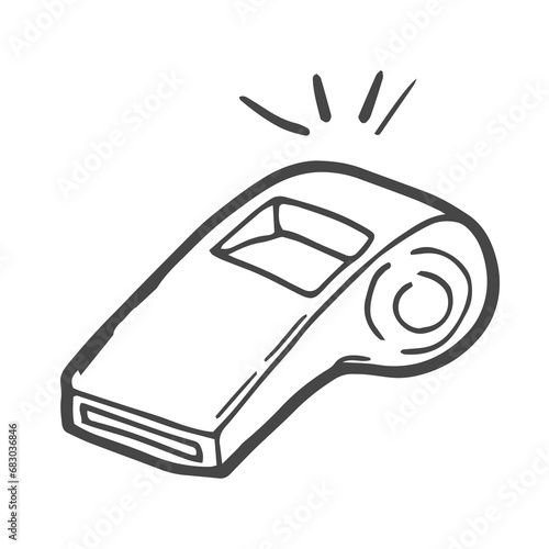 Doodle style safety whistle in vector