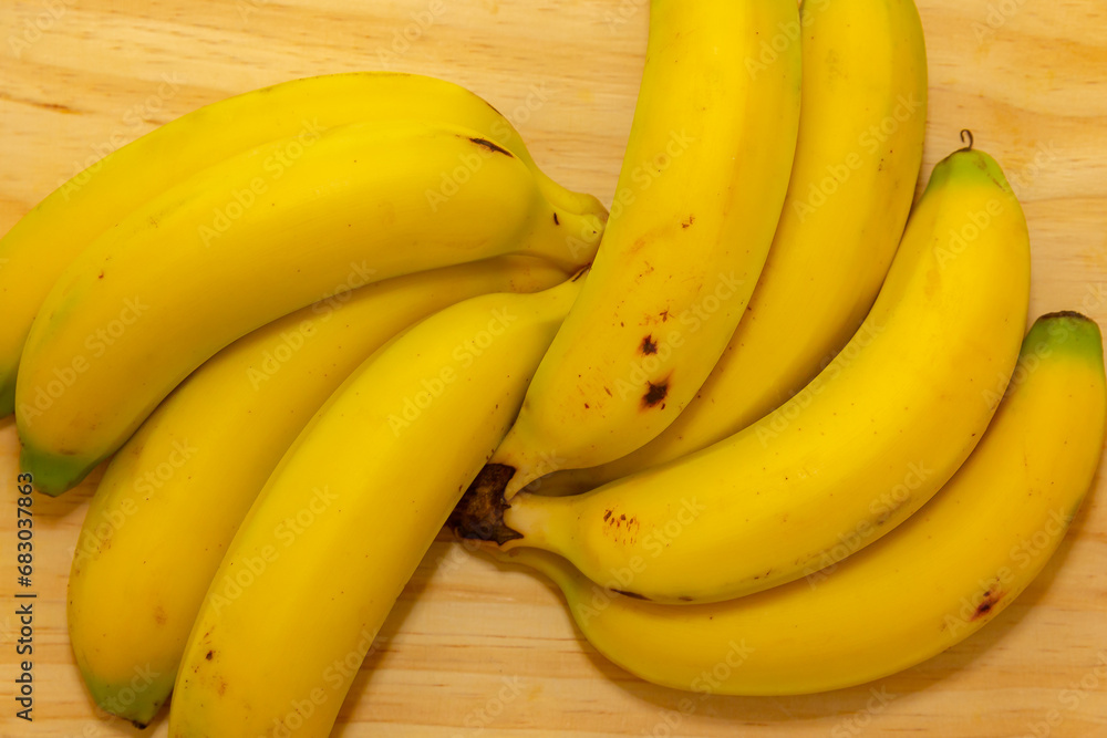 Ripe nanica bananas in selective focus
