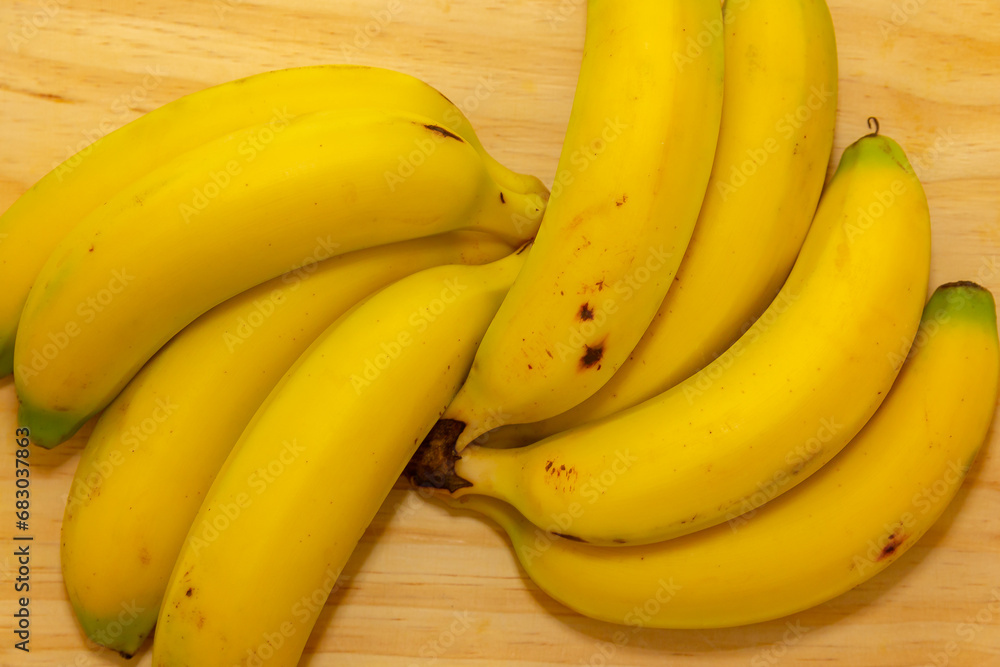 Ripe nanica bananas in selective focus Ripe nanica bananas in selective focus