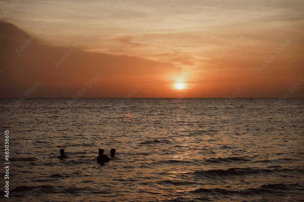 Sunset beach in koh tao island, Thailand.