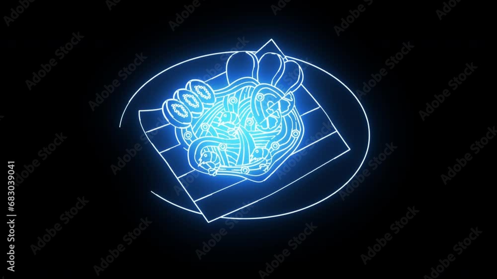 Animation of the Aceh noodle icon with a glowing neon effect Animation of the Aceh noodle icon with a glowing neon effect