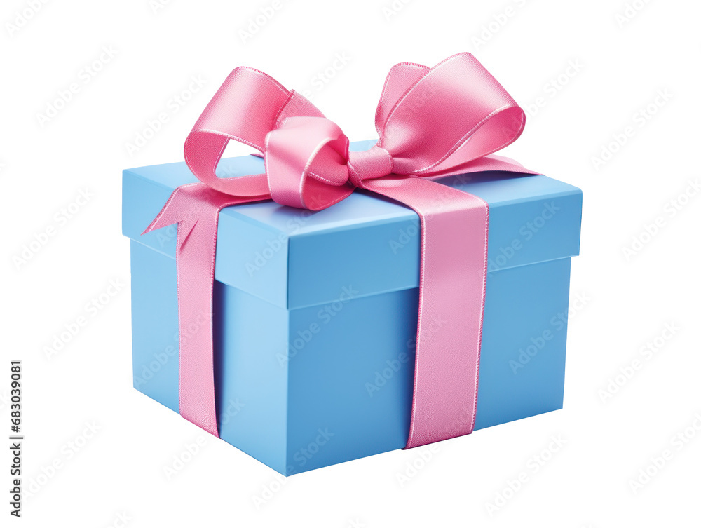 Gift box with bow isolated on a transparent background created with Generative AI technology Gift box with bow isolated on a transparent background created with Generative AI technology