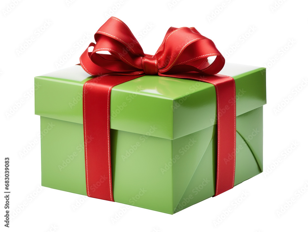 Gift box with bow isolated on a transparent background created with Generative AI technology Gift box with bow isolated on a transparent background created with Generative AI technology