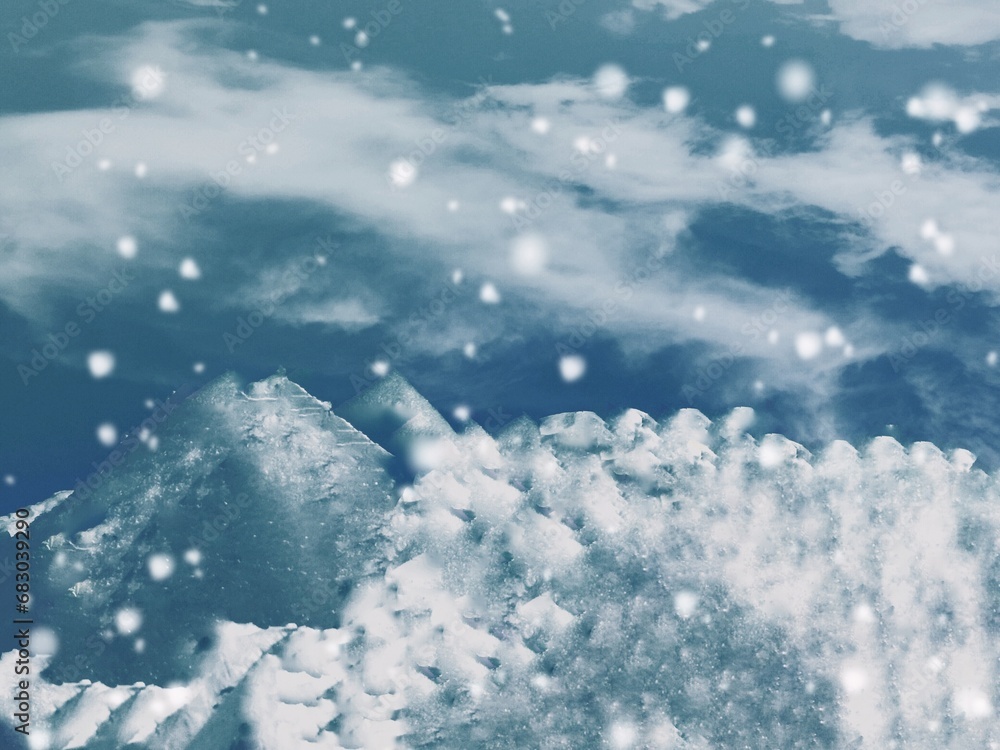 Illustration snowfalling on the mountain with blue dark sky abstract background. Fantasy background with smooth and blur texture Illustration snowfalling on the mountain with blue dark sky abstract background. Fantasy background with smooth and blur texture