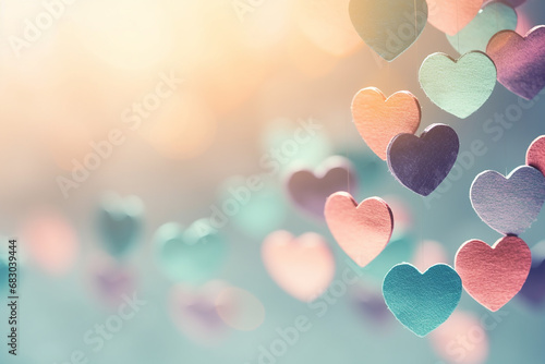 Pastel Heart Bokeh on a Pale Background - Created with generative AI tools