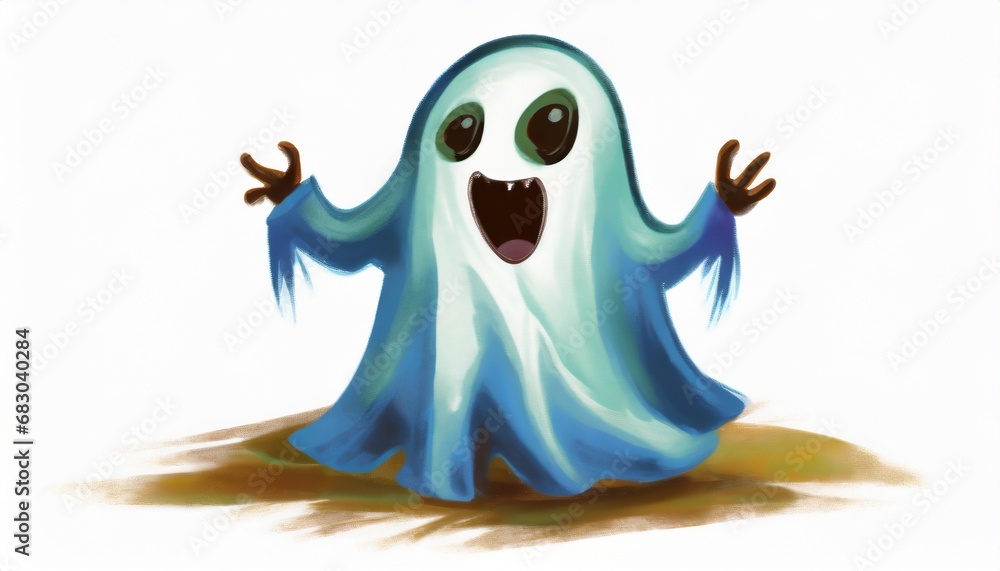 Obraz premium happy ghost on white background