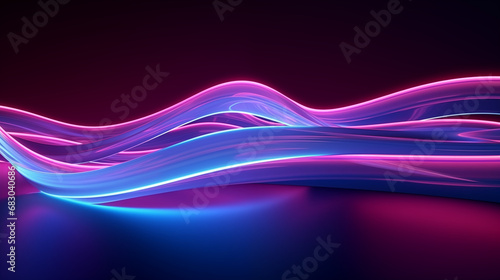 3D Rendered Neon Glow Abstract Backgrounds: Magenta Tones, Dynamic Ribbons, Virtual Clouds & Glowing Geometric Shapes in Dark Settings for Futuristic, Energy-Themed Wallpapers - generativ ai