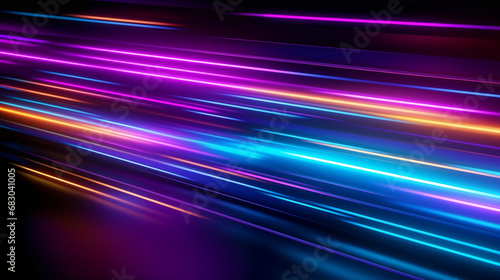 3D Rendered Neon Glow Abstract Backgrounds: Magenta Tones, Dynamic Ribbons, Virtual Clouds & Glowing Geometric Shapes in Dark Settings for Futuristic, Energy-Themed Wallpapers - generativ ai