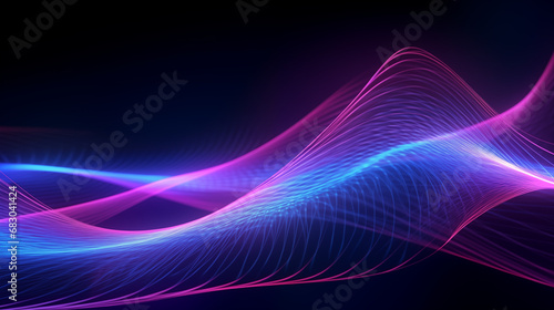 Fototapeta Naklejka Na Ścianę i Meble -  3D Rendered Neon Glow Abstract Backgrounds: Magenta Tones, Dynamic Ribbons, Virtual Clouds & Glowing Geometric Shapes in Dark Settings for Futuristic, Energy-Themed Wallpapers - generativ ai