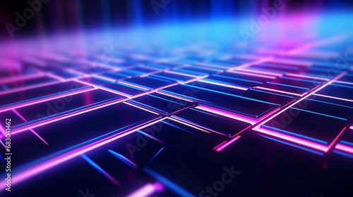 3D Rendered Neon Glow Abstract Backgrounds: Magenta Tones, Dynamic Ribbons, Virtual Clouds & Glowing Geometric Shapes in Dark Settings for Futuristic, Energy-Themed Wallpapers - generativ ai