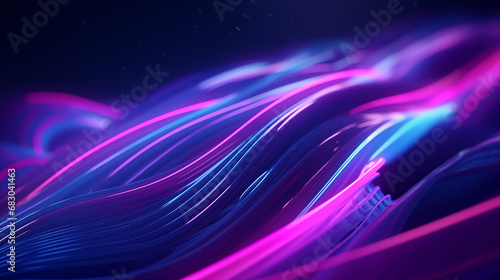 3D Rendered Neon Glow Abstract Backgrounds: Magenta Tones, Dynamic Ribbons, Virtual Clouds & Glowing Geometric Shapes in Dark Settings for Futuristic, Energy-Themed Wallpapers - generativ ai