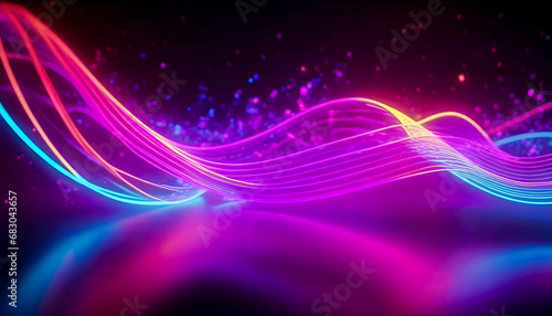 Abstract shaped colourful background with glowing lines.