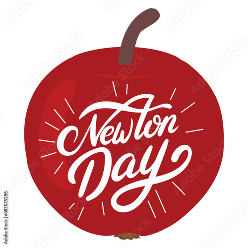 Newton Day lettering inscription. Handwriting Newton Day words. Calligraphy text banner. Hand drawn vector art.