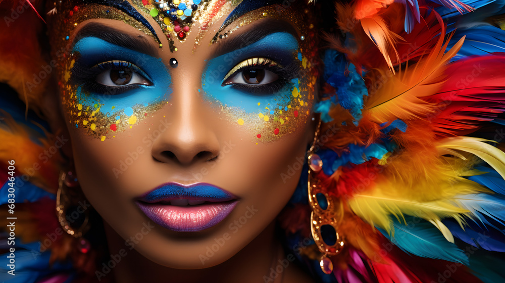Woman in costume on Brazilian carnival