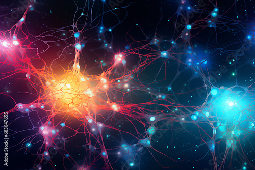 Interconnected neurons forming abstract patterns  neural networks