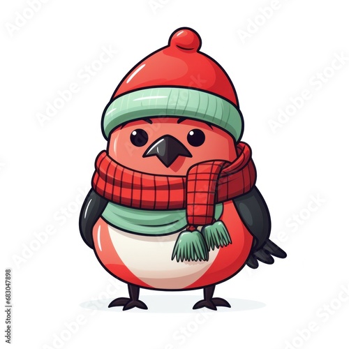 A watercolor cute bullfinch isolated