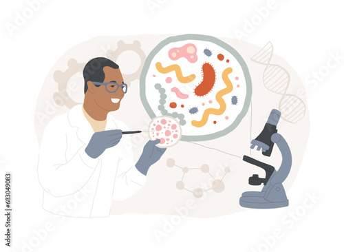 Microbiological technology isolated concept vector illustration. Medical microbiology, biotechnology science, laboratory test, microorganism analysis, medical research, biopsy vector concept.