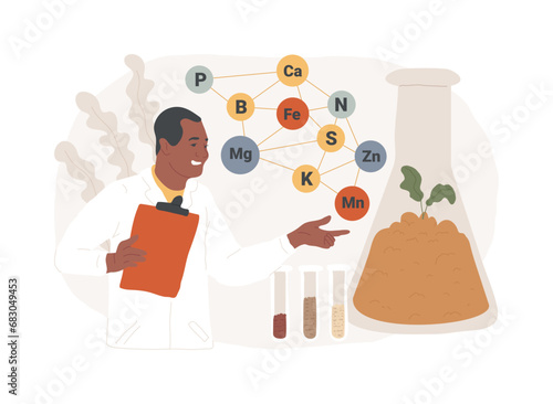 Soil chemistry isolated concept vector illustration. Soil chemical analysis, bioremediation, environmental problem, laboratory service, pollution level, agricultural chemistry vector concept.